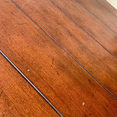 LOT 38 G: Quoizel Lamp, Hammary Furniture Dark Wood Adjustable Round Side Table, & Rotating Bar Stool Seat