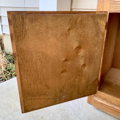 LOT 39 G: Hammary Furniture Oak Home Theatre Table & White Clad Storage Cabinet