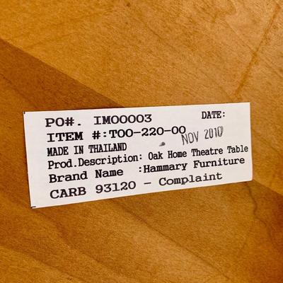 LOT 39 G: Hammary Furniture Oak Home Theatre Table & White Clad Storage Cabinet