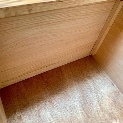 LOT 39 G: Hammary Furniture Oak Home Theatre Table & White Clad Storage Cabinet