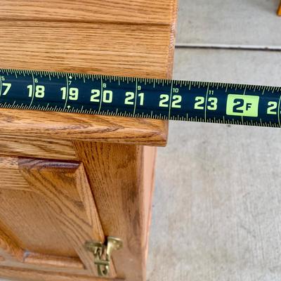 LOT 39 G: Hammary Furniture Oak Home Theatre Table & White Clad Storage Cabinet