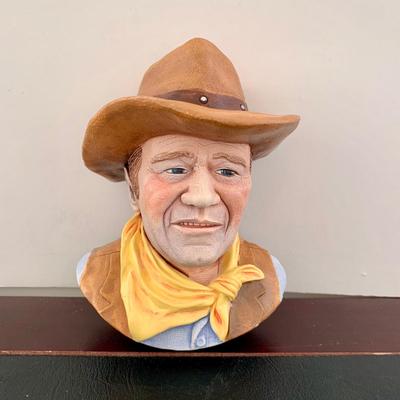 LOT 52 L: Signed Bossons Legend Lane "Westerner" John Wayne Chalkware Head