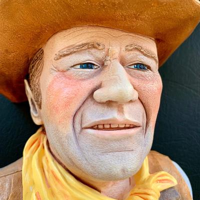 LOT 52 L: Signed Bossons Legend Lane "Westerner" John Wayne Chalkware Head