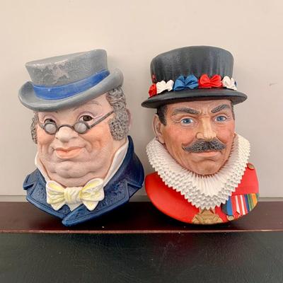 LOT 54 L: Bossons Legend Products The Beefeater & Mr. Pickwick Chalkware Heads