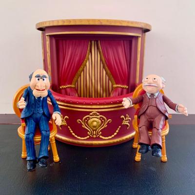 LOT 55 L: The Muppets Collection: 2017 Christmas Carol Ornaments, Statler & Waldorf w/ Balcony Figures, & Lego Figures