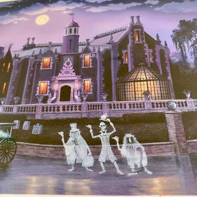 LOT 59 L: Disney Collection: 2015 Haunted Mansion "Vacation Memories" Signed Print by Larry Dotson, 1982 Figment Epcot Center...