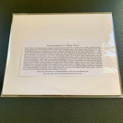 LOT 59 L: Disney Collection: 2015 Haunted Mansion "Vacation Memories" Signed Print by Larry Dotson, 1982 Figment Epcot Center...