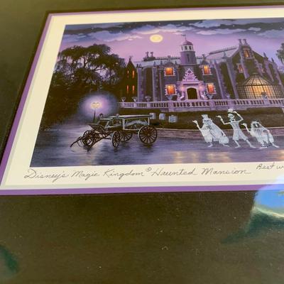 LOT 59 L: Disney Collection: 2015 Haunted Mansion "Vacation Memories" Signed Print by Larry Dotson, 1982 Figment Epcot Center...