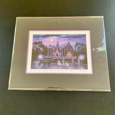 LOT 59 L: Disney Collection: 2015 Haunted Mansion "Vacation Memories" Signed Print by Larry Dotson, 1982 Figment Epcot Center...