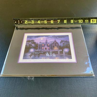 LOT 59 L: Disney Collection: 2015 Haunted Mansion "Vacation Memories" Signed Print by Larry Dotson, 1982 Figment Epcot Center...