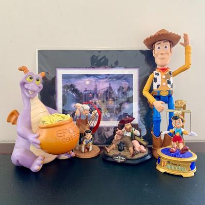 LOT 59 L: Disney Collection: 2015 Haunted Mansion "Vacation Memories" Signed Print by Larry Dotson, 1982 Figment Epcot Center...