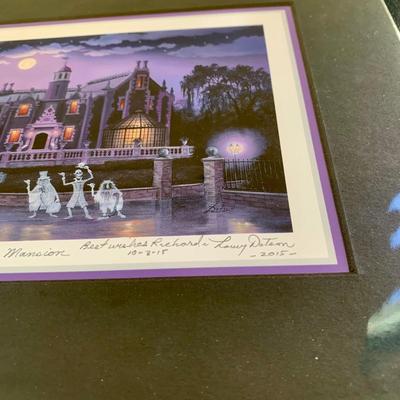 LOT 59 L: Disney Collection: 2015 Haunted Mansion "Vacation Memories" Signed Print by Larry Dotson, 1982 Figment Epcot Center...
