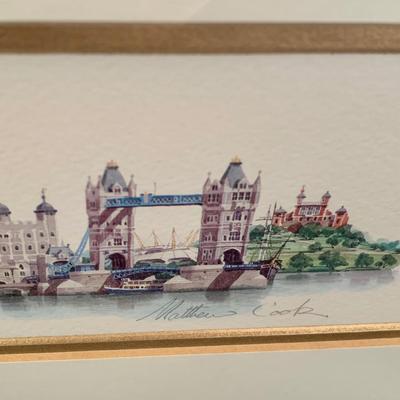 LOT 62 L: Signed Painting "London Landmarks" by Matthew Cook