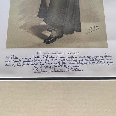 LOT 70 B: Framed Vanity Fair Cartoon of Henry Fielding Dickens by Spy; Signed by Cedrick Charles Dickens