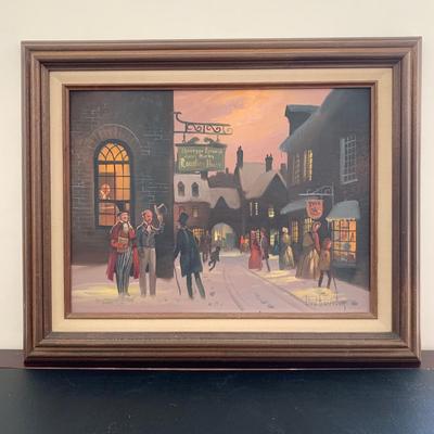 LOT 71 B: Framed & Signed Oil Painting "Have We The Pleasure Of Addressing Mr. Scrooge Or Mr. Marley" by Lloyd Garrison 1984