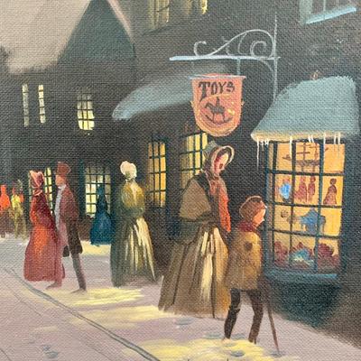 LOT 71 B: Framed & Signed Oil Painting "Have We The Pleasure Of Addressing Mr. Scrooge Or Mr. Marley" by Lloyd Garrison 1984