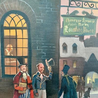 LOT 71 B: Framed & Signed Oil Painting "Have We The Pleasure Of Addressing Mr. Scrooge Or Mr. Marley" by Lloyd Garrison 1984