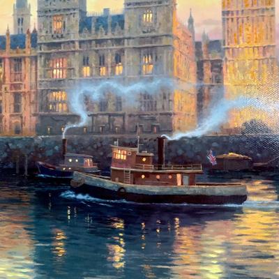 LOT 74 B: Framed, Numbered, & Signed "London" by Thomas Kinkade Canvas Print
