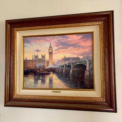 LOT 74 B: Framed, Numbered, & Signed "London" by Thomas Kinkade Canvas Print