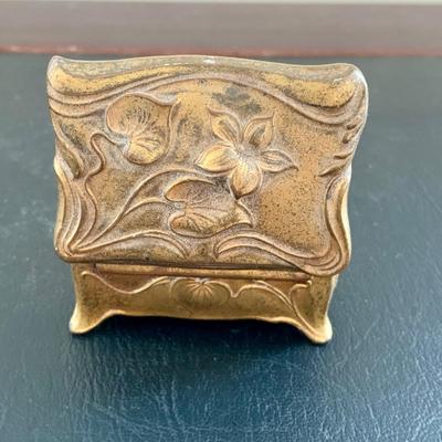 LOT 76 L: Antique French Art Nouveau Miniature Box & Rocking Ink Blotter, Jennings Brothers Ink Well, & More