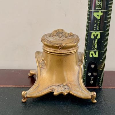 LOT 76 L: Antique French Art Nouveau Miniature Box & Rocking Ink Blotter, Jennings Brothers Ink Well, & More
