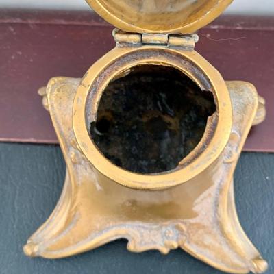 LOT 76 L: Antique French Art Nouveau Miniature Box & Rocking Ink Blotter, Jennings Brothers Ink Well, & More