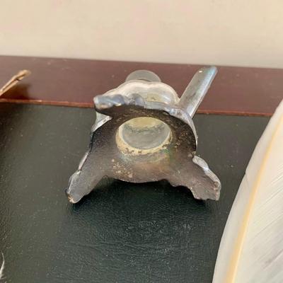 LOT 76 L: Antique French Art Nouveau Miniature Box & Rocking Ink Blotter, Jennings Brothers Ink Well, & More