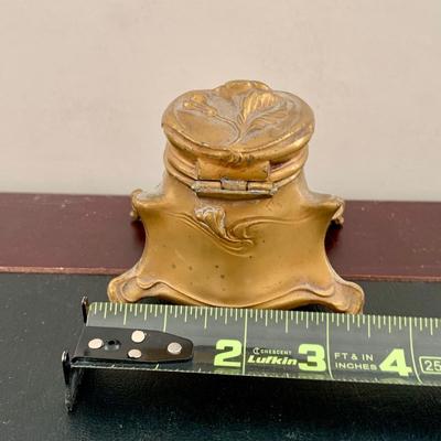 LOT 76 L: Antique French Art Nouveau Miniature Box & Rocking Ink Blotter, Jennings Brothers Ink Well, & More