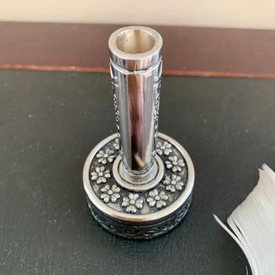 LOT 76 L: Antique French Art Nouveau Miniature Box & Rocking Ink Blotter, Jennings Brothers Ink Well, & More