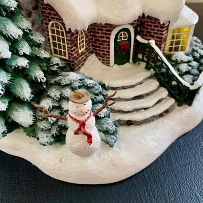 LOT 79 L: Thomas Kinkade Collection: "Home For The Holidays" Light Up Dome, 2003 "Sunday Evening Sleigh Ride" Painter...