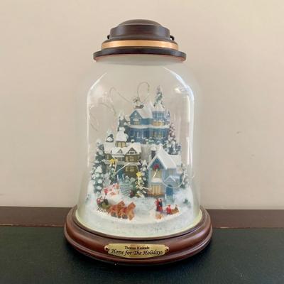LOT 79 L: Thomas Kinkade Collection: "Home For The Holidays" Light Up Dome, 2003 "Sunday Evening Sleigh Ride" Painter...