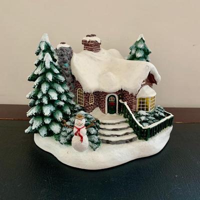 LOT 79 L: Thomas Kinkade Collection: "Home For The Holidays" Light Up Dome, 2003 "Sunday Evening Sleigh Ride" Painter...