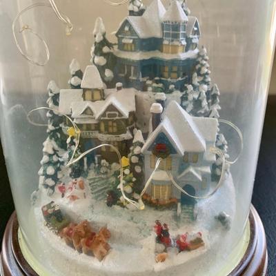 LOT 79 L: Thomas Kinkade Collection: "Home For The Holidays" Light Up Dome, 2003 "Sunday Evening Sleigh Ride" Painter...