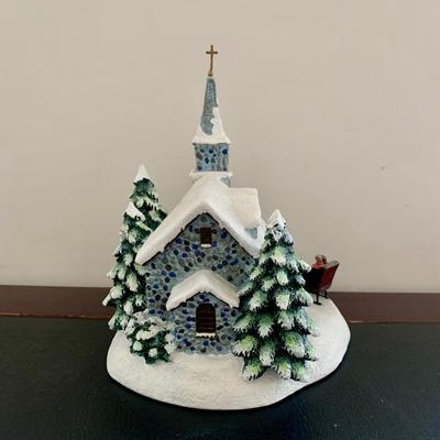 LOT 79 L: Thomas Kinkade Collection: "Home For The Holidays" Light Up Dome, 2003 "Sunday Evening Sleigh Ride" Painter...