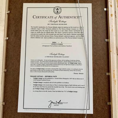 LOT 80 B: Thomas Kinkade Framed Limited Edition Prints w/ Certificated of Authenticity: "Twilight Cottage", "Moonlight...