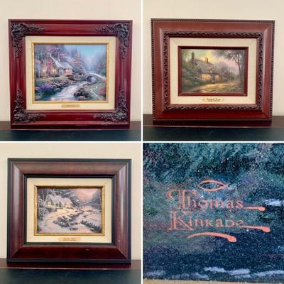 LOT 80 B: Thomas Kinkade Framed Limited Edition Prints w/ Certificated of Authenticity: "Twilight Cottage", "Moonlight...