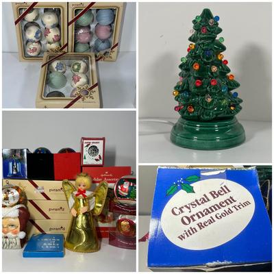 LOT 84B: Vintage Christmas Collection - 7” Ceramic Light Up Tree, Pyramid Ornaments & More!