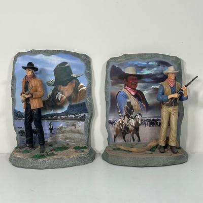 LOT 90B: 2 Sets Of The Bradford Exchange John Wayne Bookends