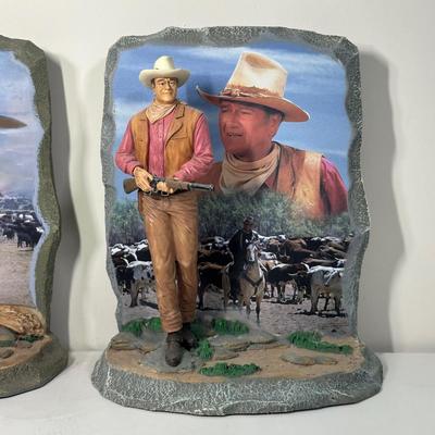 LOT 90B: 2 Sets Of The Bradford Exchange John Wayne Bookends