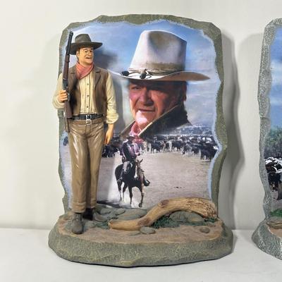 LOT 90B: 2 Sets Of The Bradford Exchange John Wayne Bookends