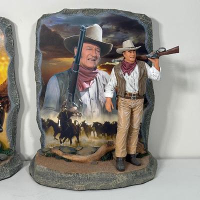 LOT 90B: 2 Sets Of The Bradford Exchange John Wayne Bookends