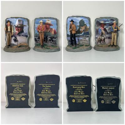 LOT 90B: 2 Sets Of The Bradford Exchange John Wayne Bookends
