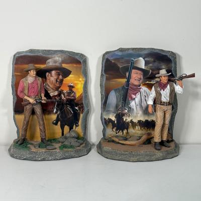 LOT 90B: 2 Sets Of The Bradford Exchange John Wayne Bookends