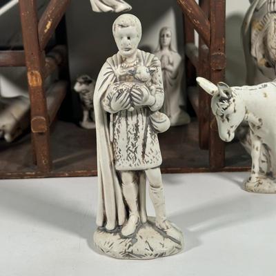 LOT 93B: Vintage Signed Ceramic Nativity Set