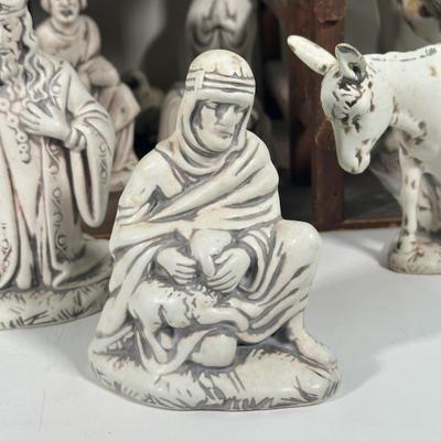 LOT 93B: Vintage Signed Ceramic Nativity Set