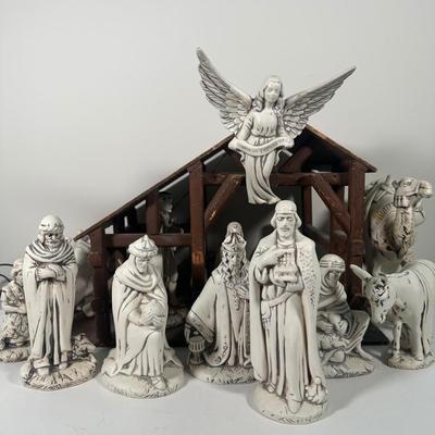 LOT 93B: Vintage Signed Ceramic Nativity Set