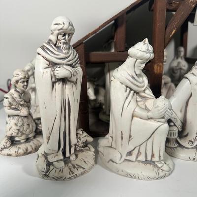 LOT 93B: Vintage Signed Ceramic Nativity Set