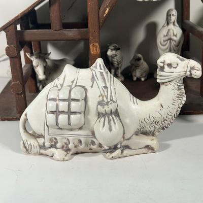 LOT 93B: Vintage Signed Ceramic Nativity Set