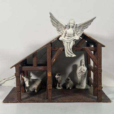 LOT 93B: Vintage Signed Ceramic Nativity Set