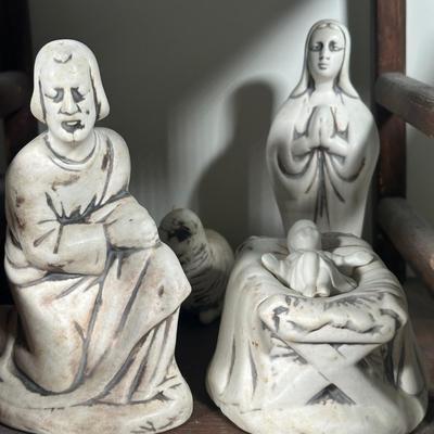 LOT 93B: Vintage Signed Ceramic Nativity Set